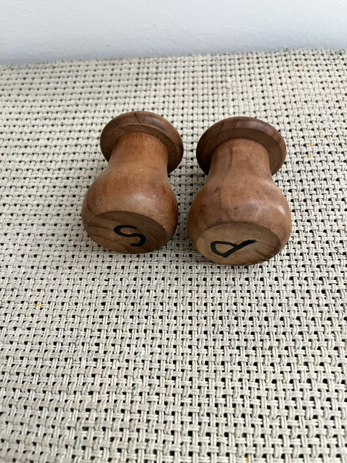 Salt and pepper shakers in wood