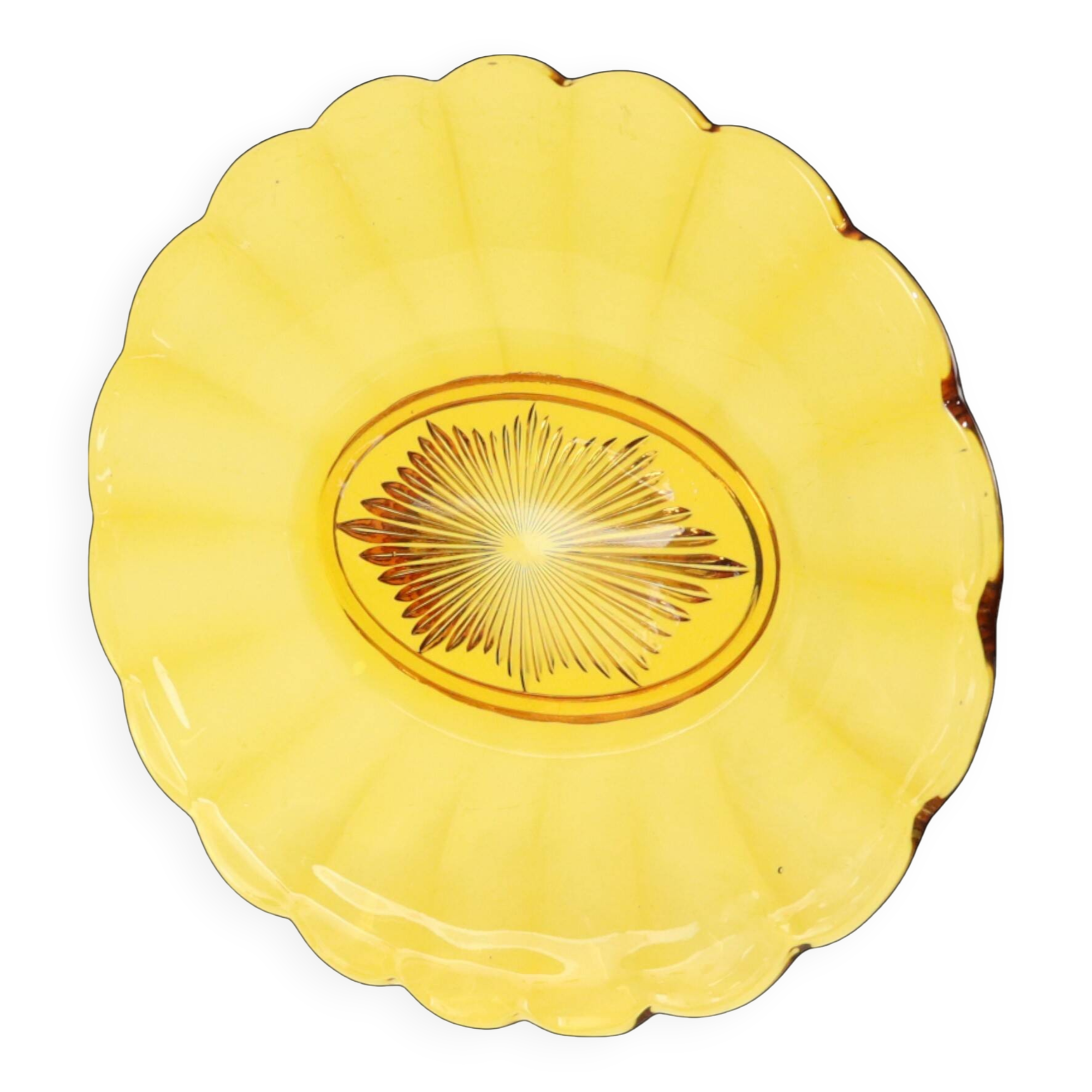 Val Saint Lambert Fruit bowl Amber Luxval Art Deco 1935