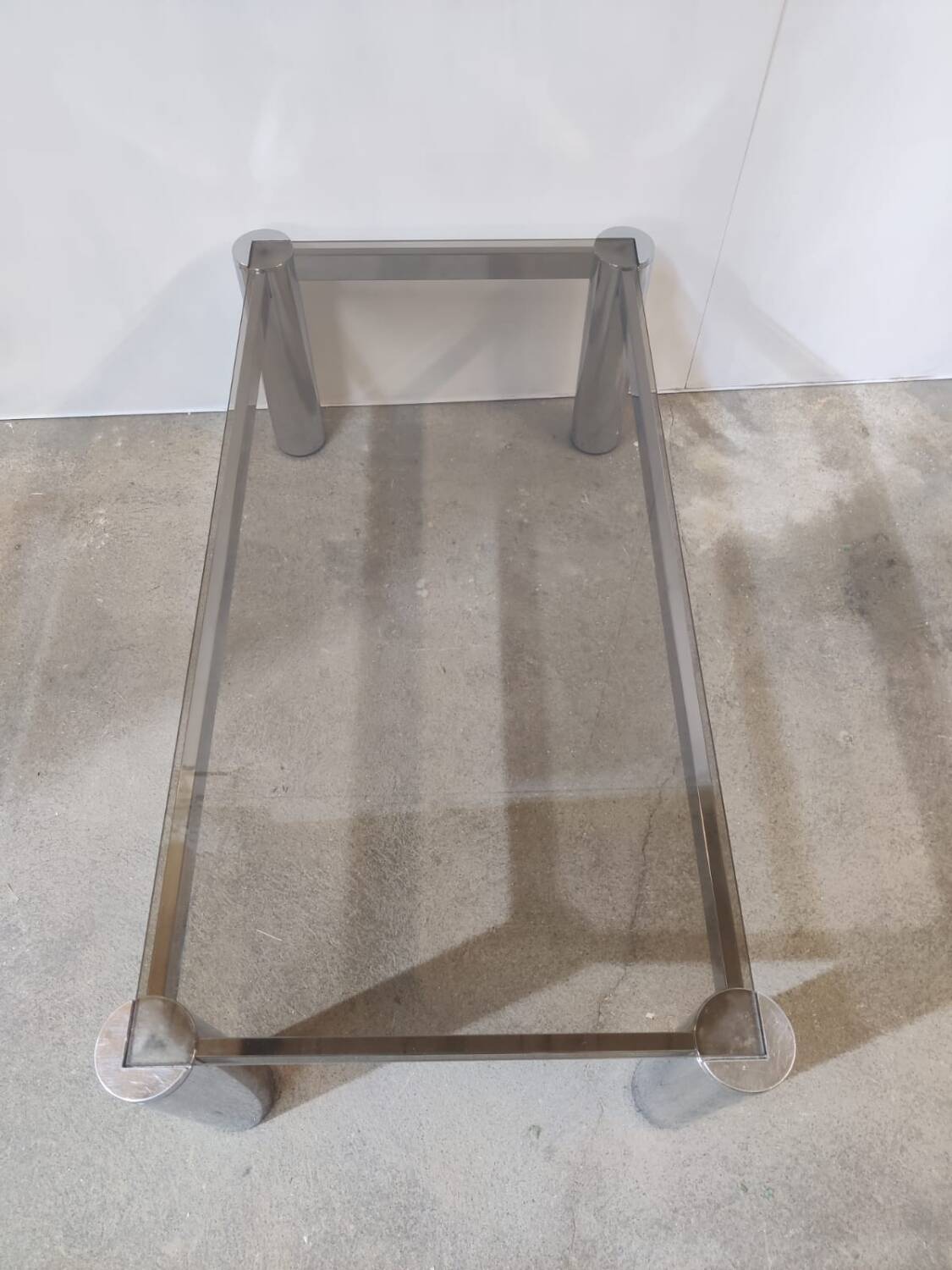 Vintage coffee table in chrome and smoked glass