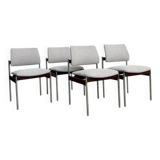 Set of 4 Thereca mid-century chairs in rosewood and chrome.