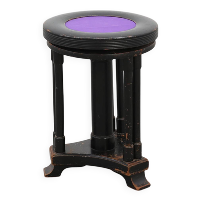 Tabouret de piano en velours noir et violet ajustable de style art déco, Belgique vers 1910