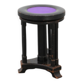 Tabouret de piano en velours noir et violet ajustable de style art déco, Belgique vers 1910