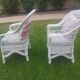 Rattan armchairs, white lacquered