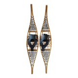 Pair of antique wooden snowshoes, vintage, 155 cm