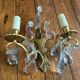 2 vintage bronze wall lights with pendants