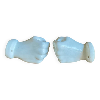 Pair of "hands" candlesticks