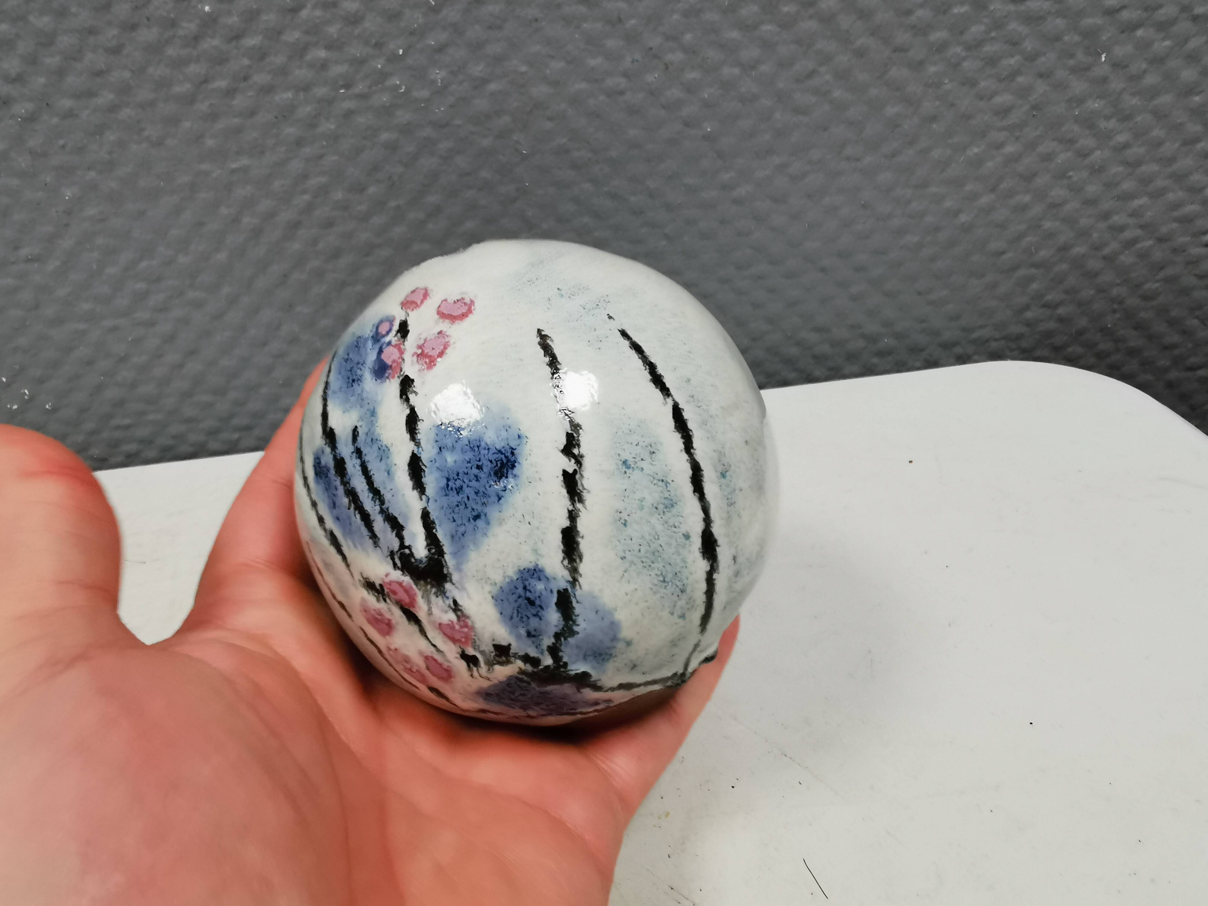 A beautiful little spherical vase from Danish Barholt Ceramics, 1970s–80s.