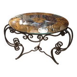 Table à thé en fer forgé et verre 1930-1940