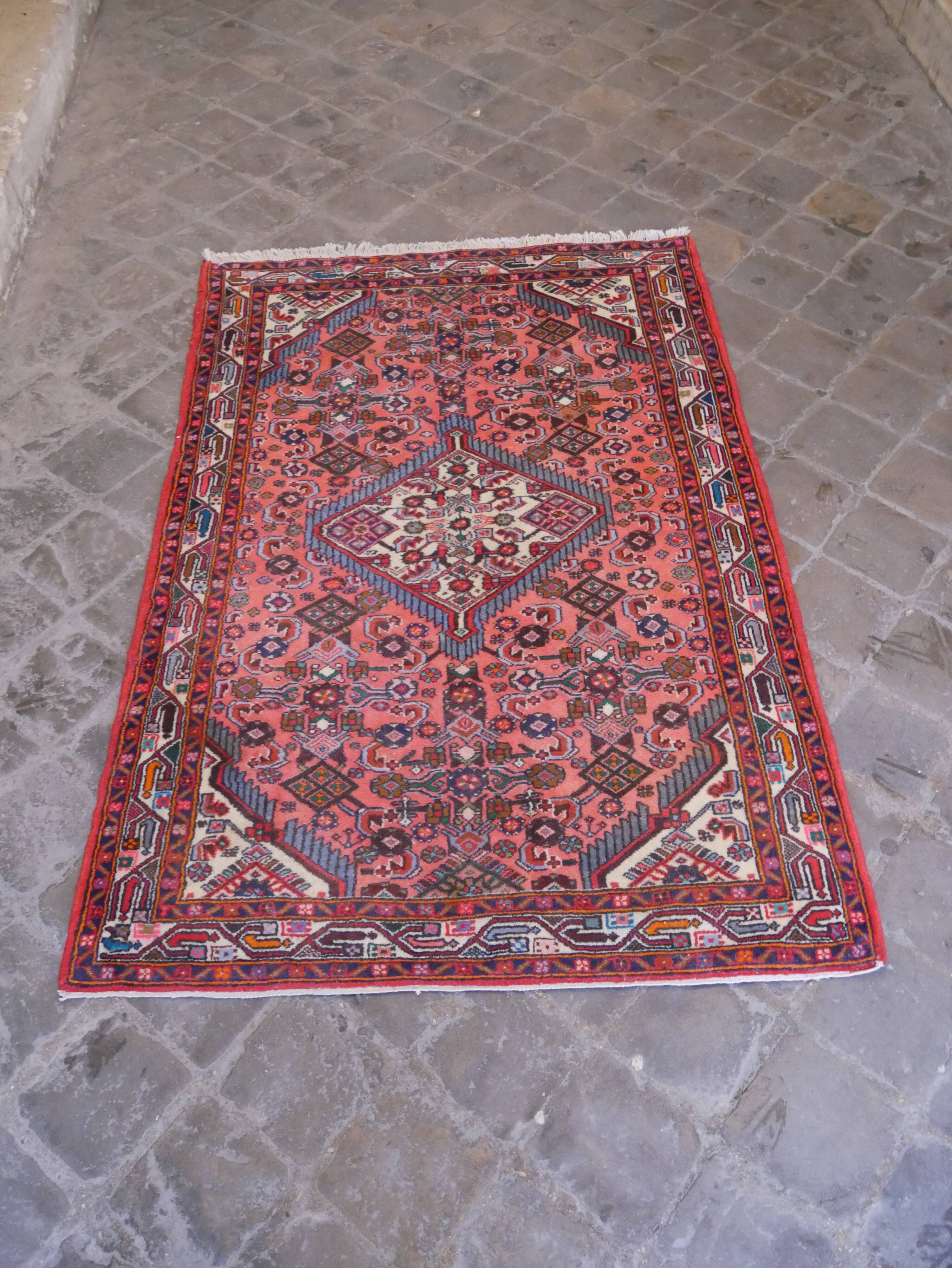Vintage Persian Hamadan Handmade Oriental Carpet 103x150cm