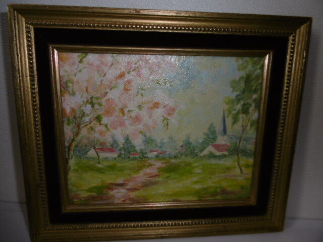 Table oil on vintage panel 1950
