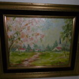 Table oil on vintage panel 1950