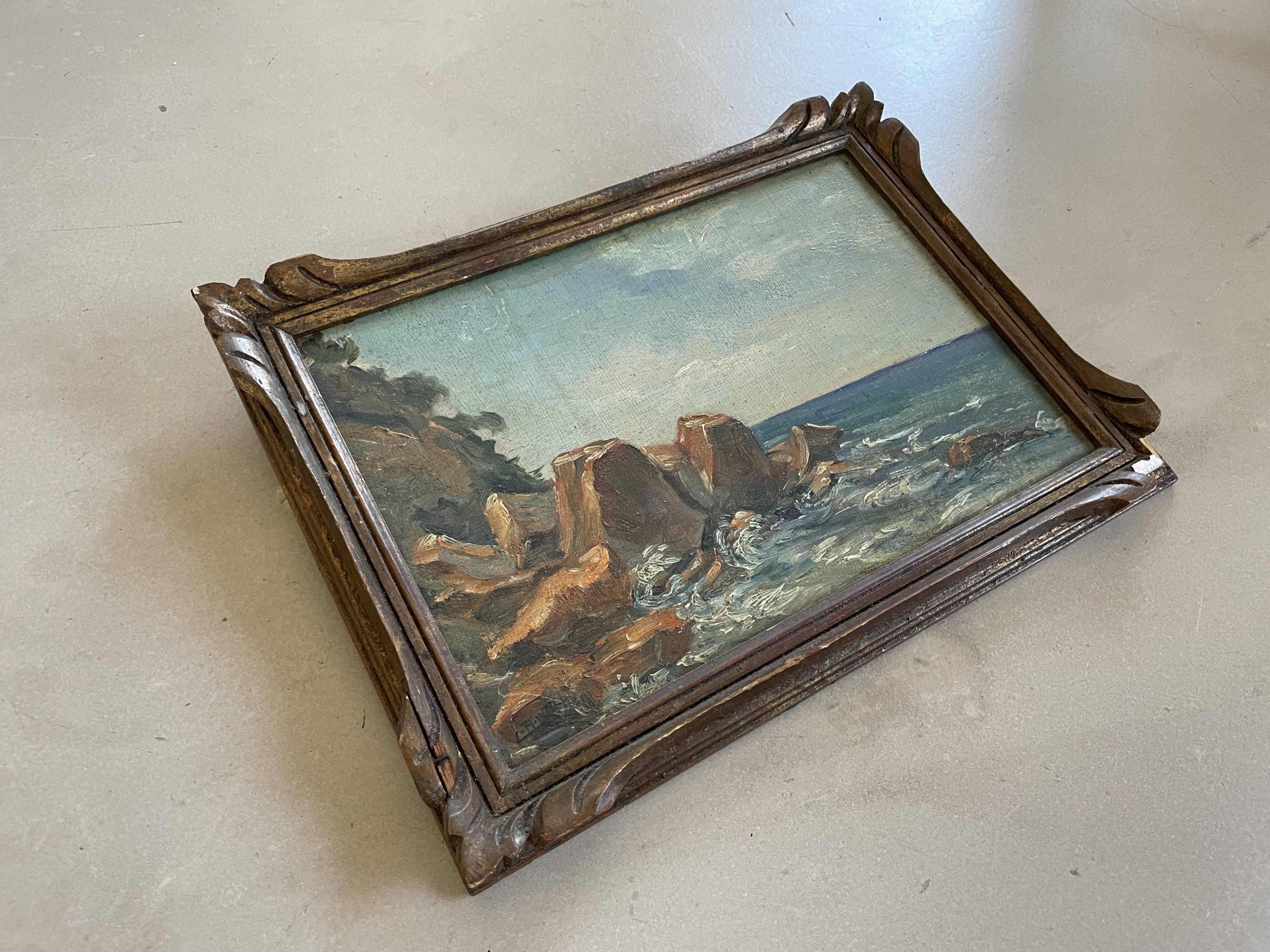 Small old seaside painting