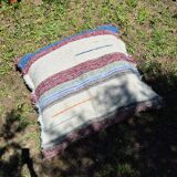 Handmade pouf cover - handwoven recycled cotton - 120 x 120 cm