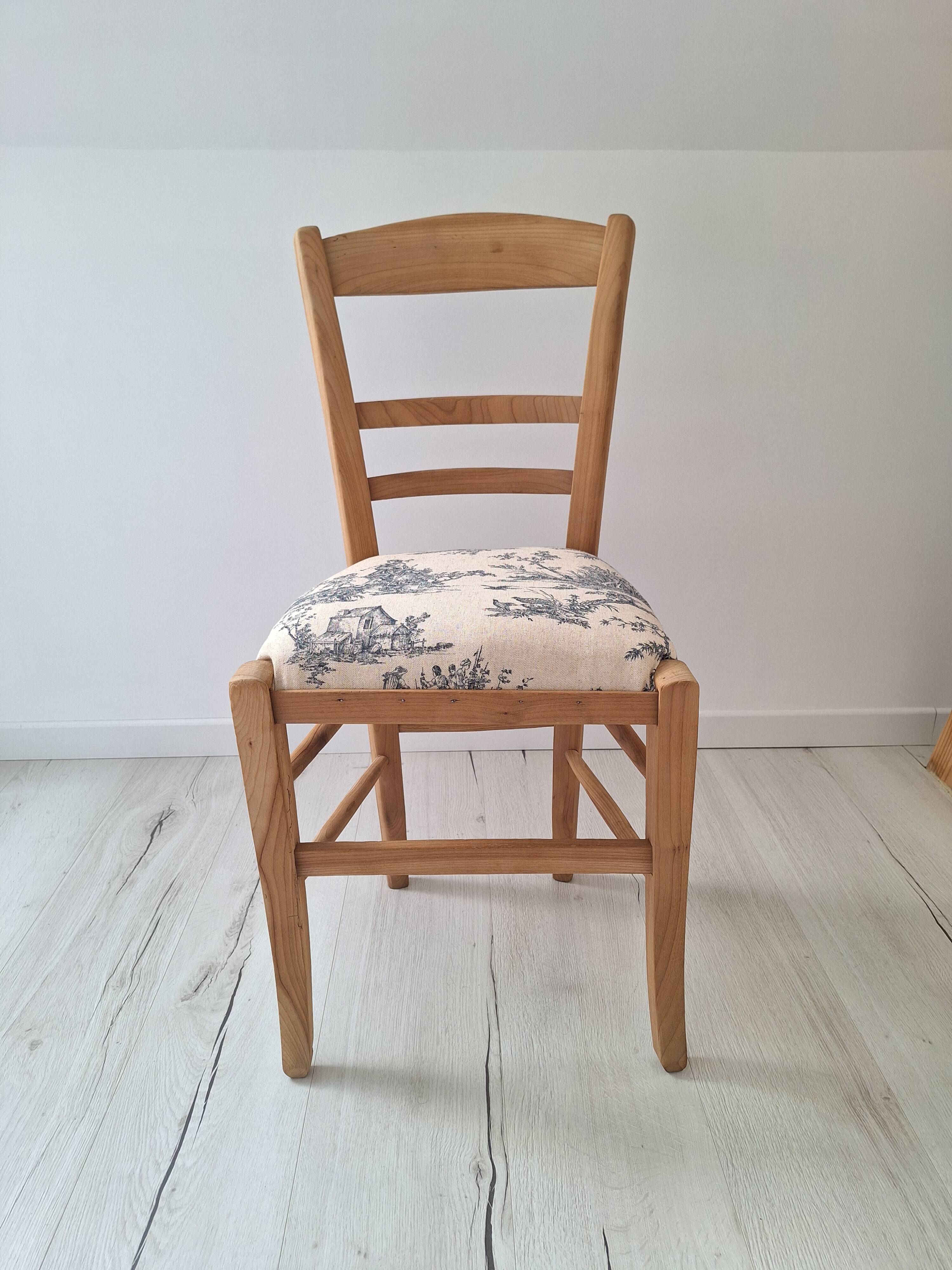 Chaise de campagne en toile de Jouy bleu