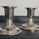 Pair of vintage silver metal candle holders