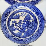 9 Antique Plates 19th Century Blue Willow Pattern Chinese Blue Decor