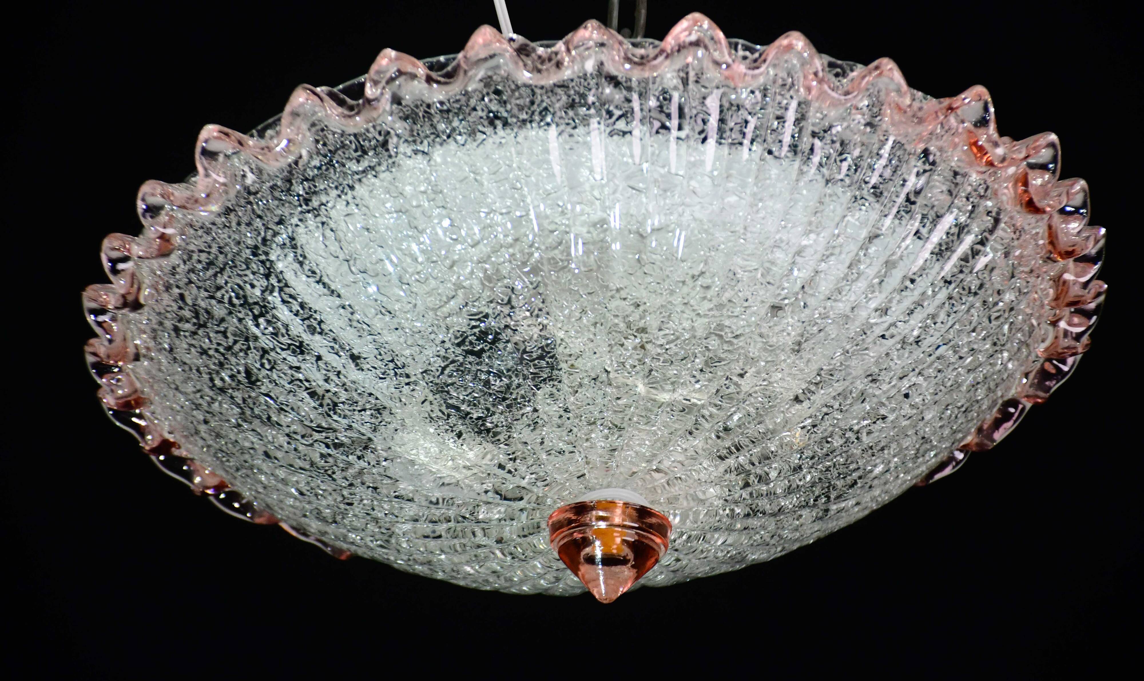 Charming Italian pink Murano glass ceiling fixture, Murano, 1970