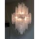 Huge strips “listelli alabastro” murano glass chandelier