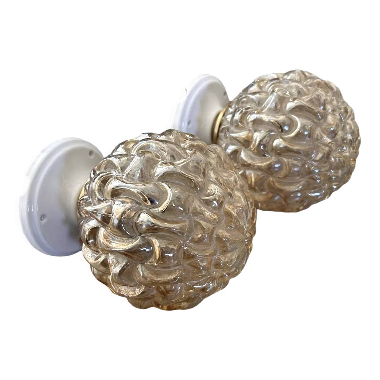 Pair of gold glass globe wall lights