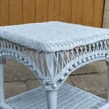 SQUARE WHITE WOVEN RATTAN COFFEE TABLE