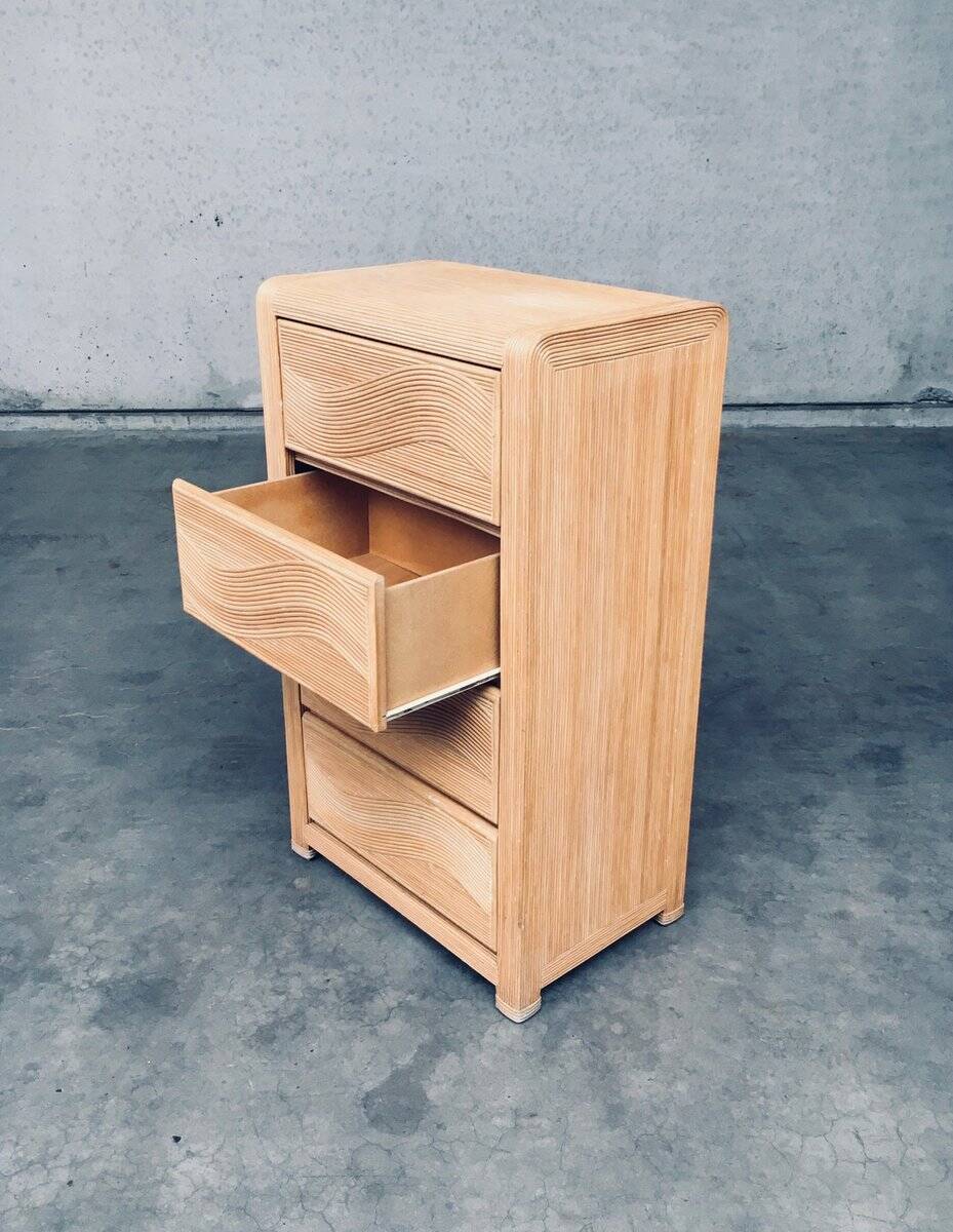Vintage Rattan High Chest of Drawers, 1980s
