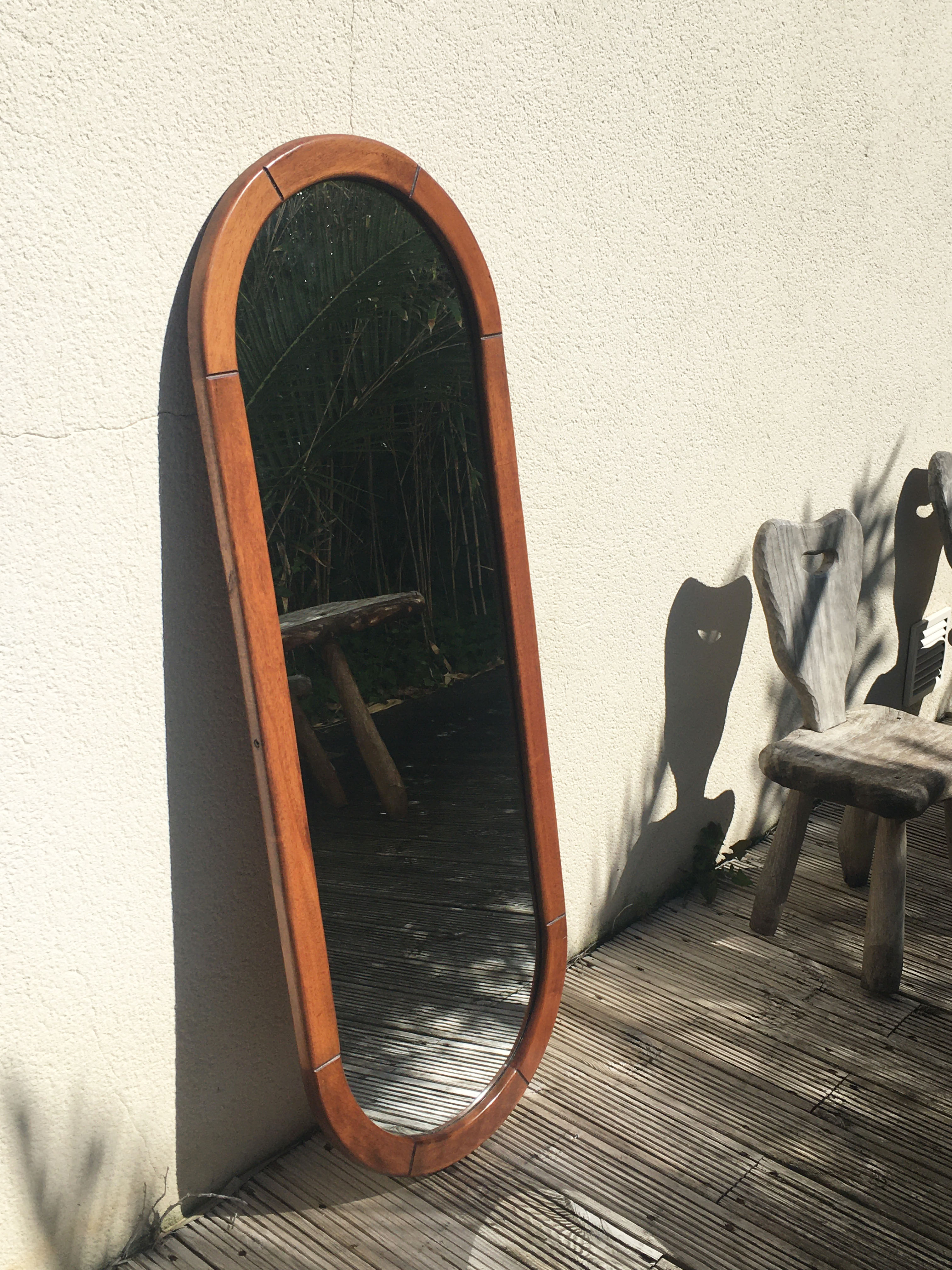 Miroir ovale en bois 148cm