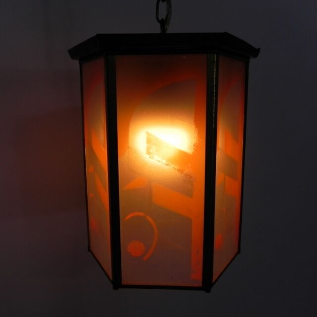 Art Deco hanging lamp with 6 glass plates