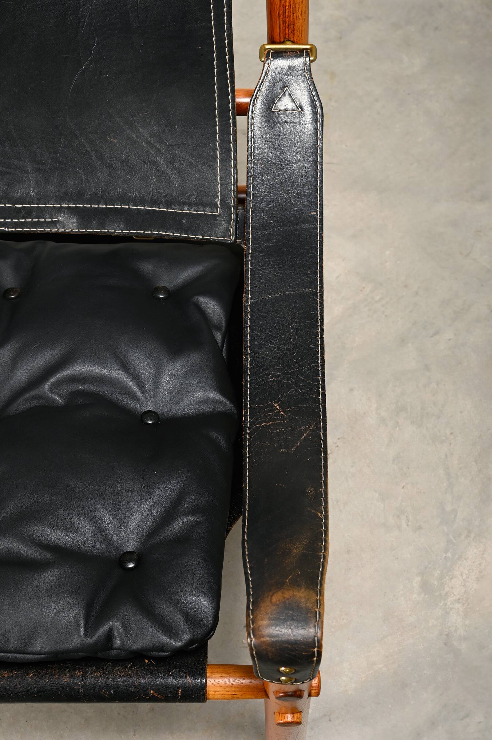 Arne Norell Sirocco Safari Lounge Chair in Rosewood and Black Leather, Swed