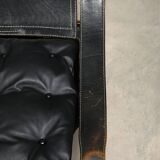 Fauteuil lounge Sirocco Safari d'Arne Norell en palissandre et cuir noir, Suède