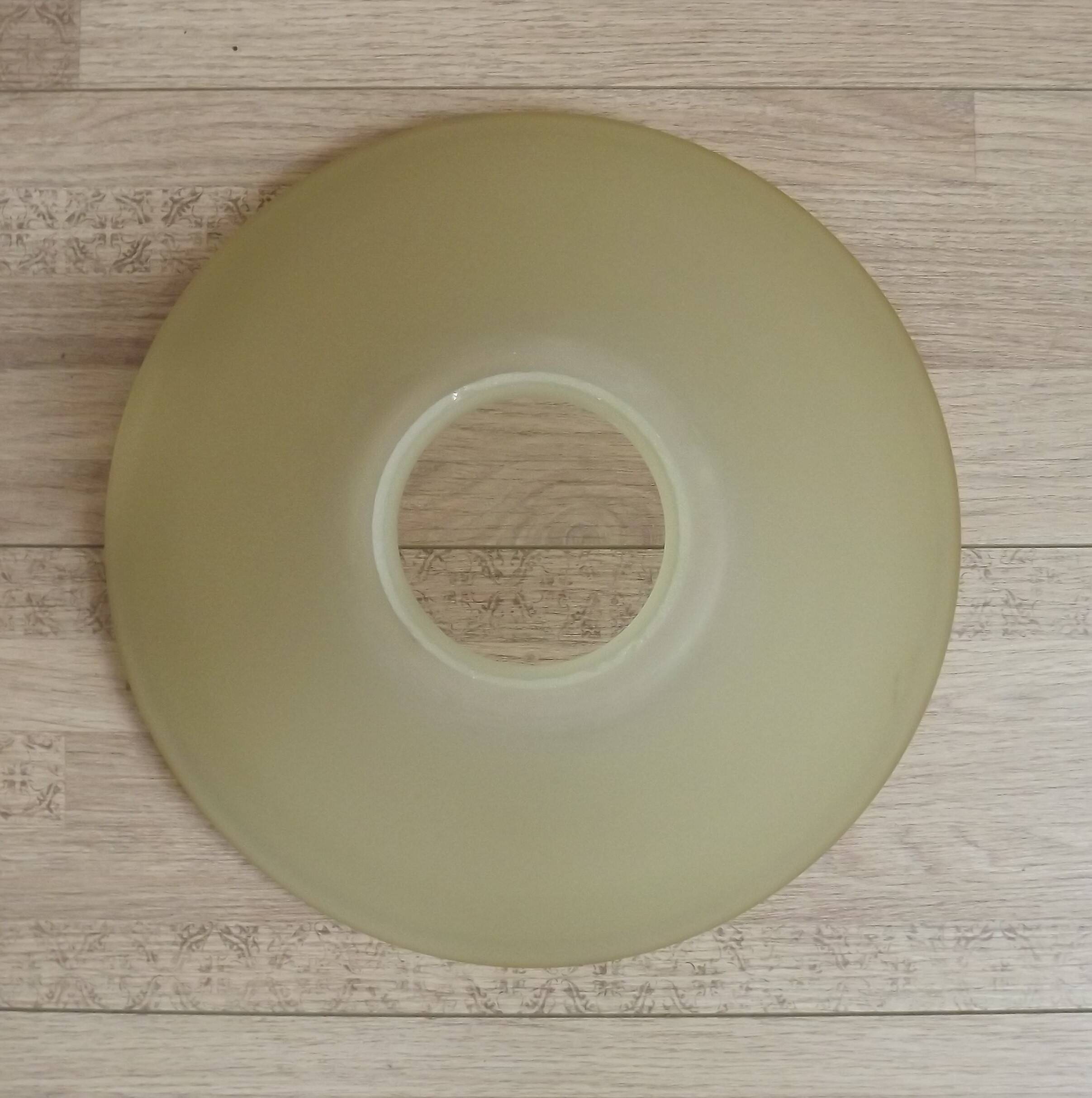 Mid-century coloured glass suspension with a gold metal border 2