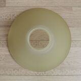 French Mid Century Colored Glass Hanging Shade With Gold Metal Rim 2