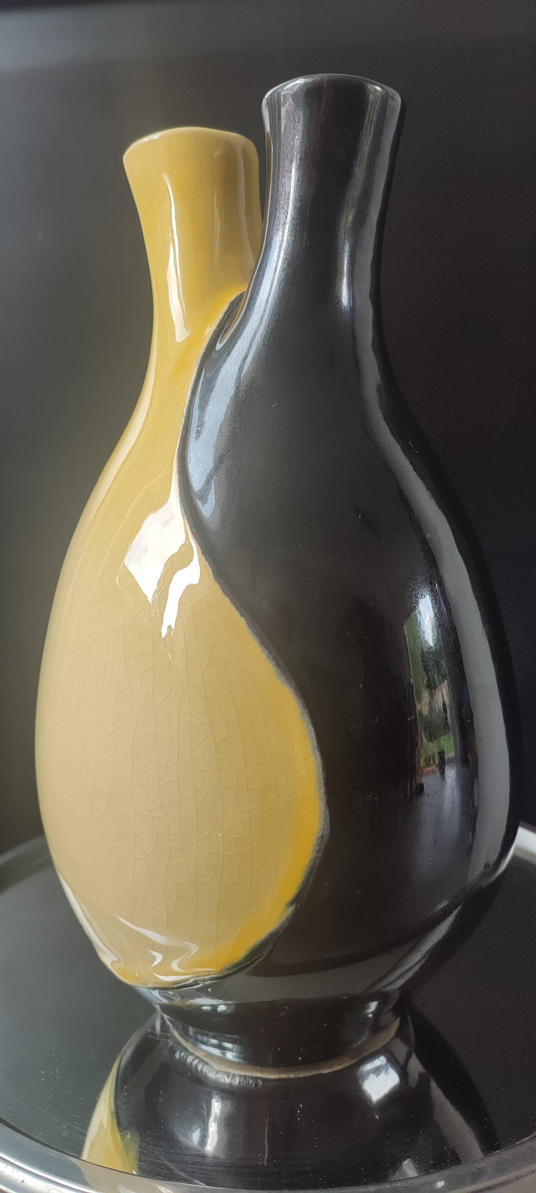Two-necked vase Vintage ceramic 1964.