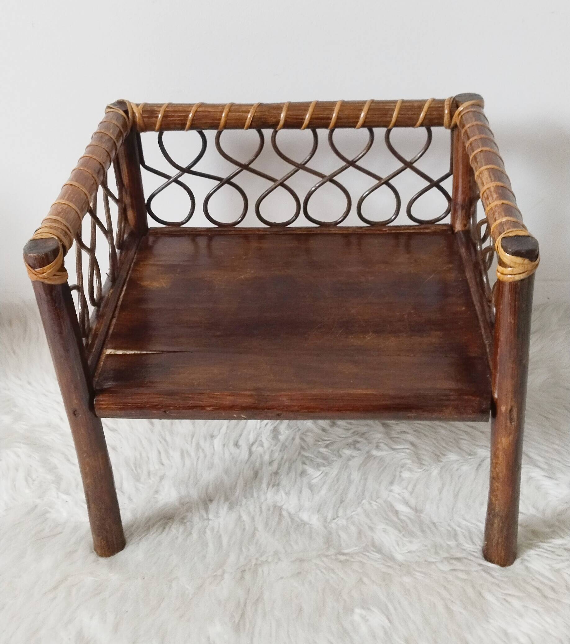 Vintage rattan children's armchair