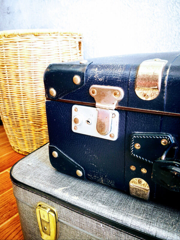 Vintage blue suitcase