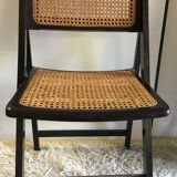 Four folding wooden and canning chairs - 70s