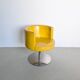Vintage Italian Space Age Yellow Leather Accent Swivel Chair by Antonia Astori