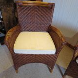 Woven rattan armchair, 1980s