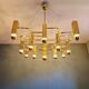 Geometric brass chandelier, design G. Sciolari, Boulanger, 1970