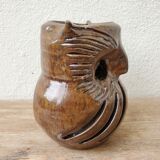 Stoneware owl candle holder