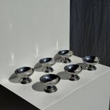 Set of 6 silver metal ice cream cups with small base D9 H5.5