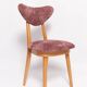 Heart-shaped chair in plum velvet and light wood, Europe, 1960s