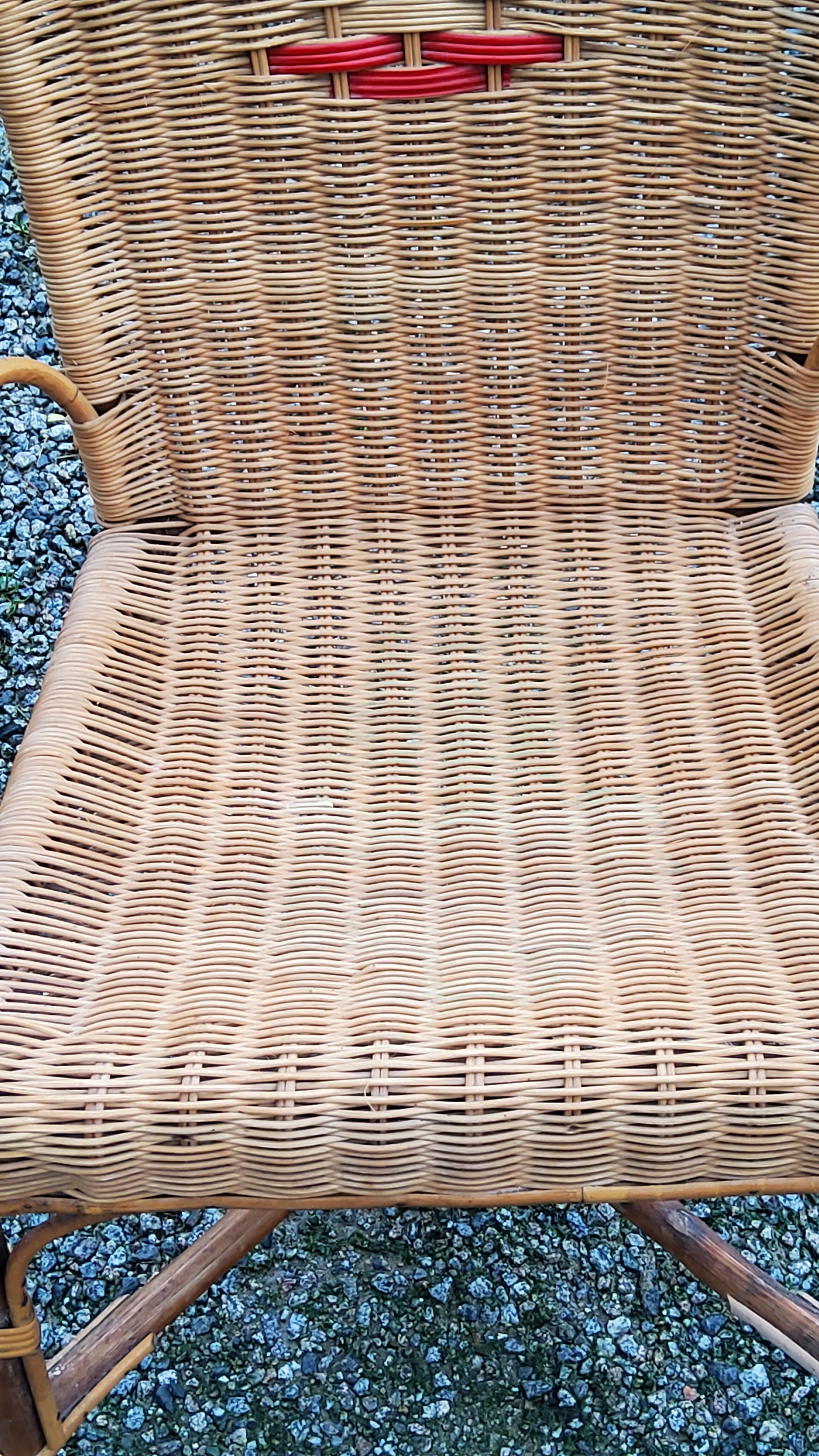 Rattan and wicker armchair from the 50s