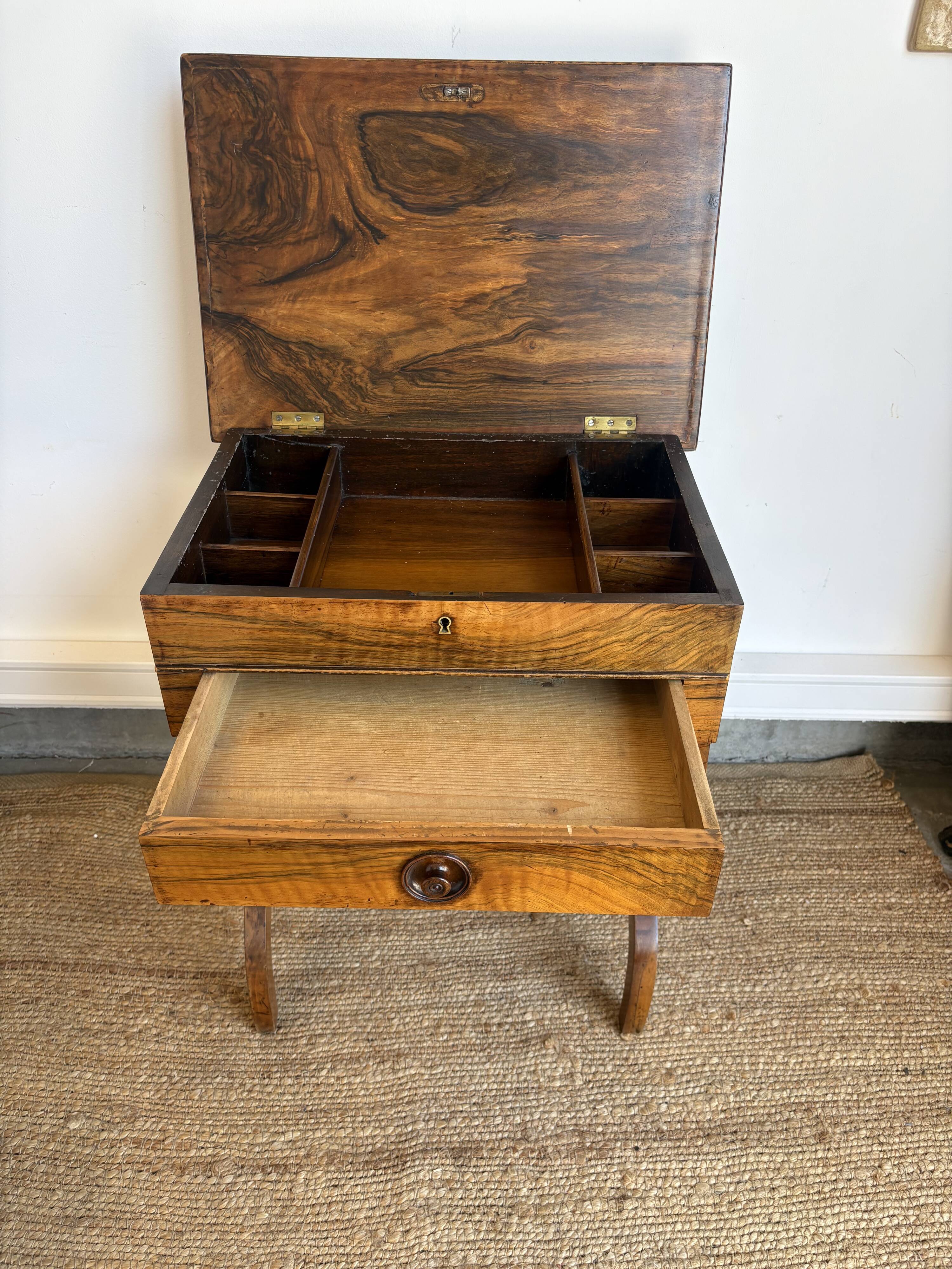 Charles X work table in rosewood veneer.