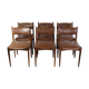 Set of 6 Chairs of Danish Design Made of Solid Rosewood with Brown Leather