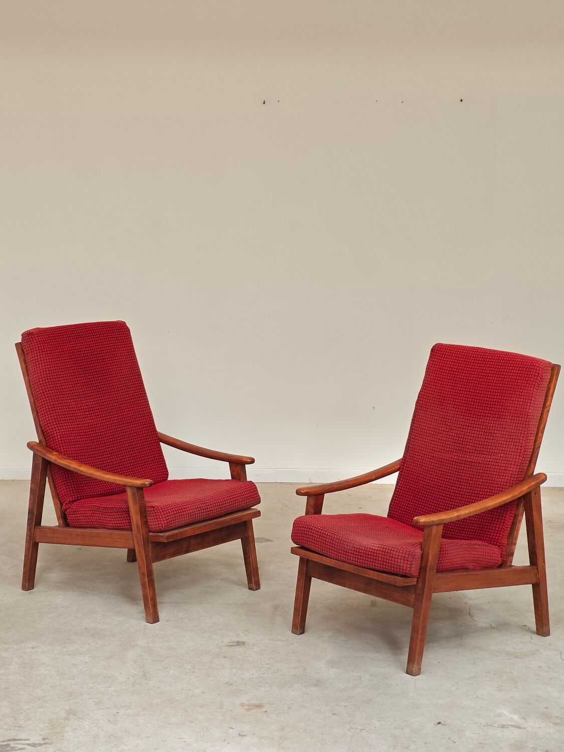 Pair of Scandinavian style armchairs, French made 1970.