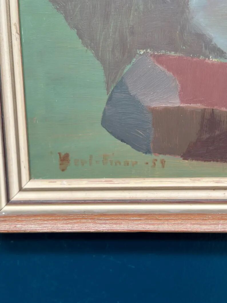 Original Swedish Oil on Panel – “Trees and Fields” by Carl‑Einar Andersson (1925–1975) – 1959 – Vintage & Framed – 53 × 44.5cm (20.9"×17.5")