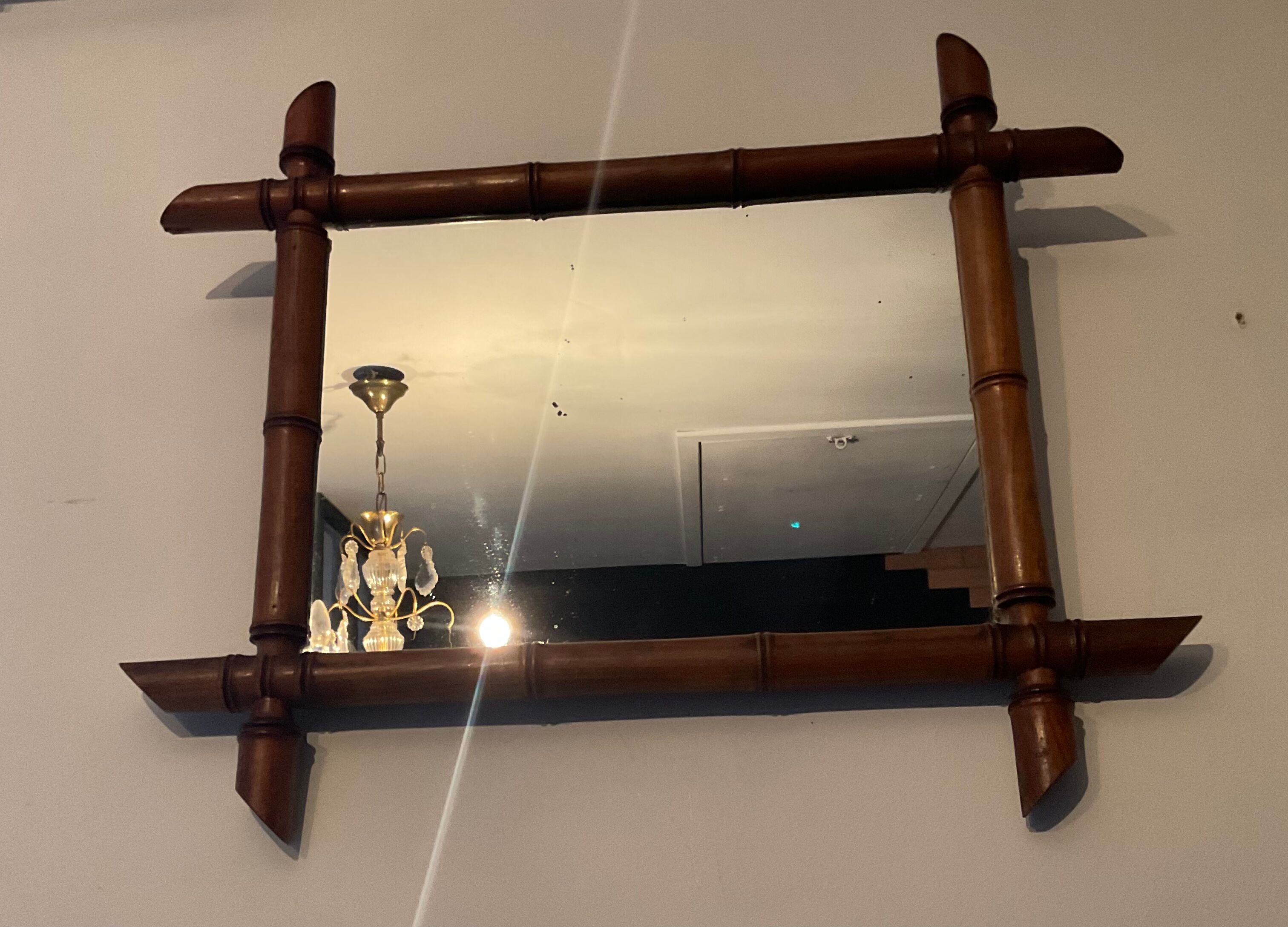 Rattan bamboo mirror from the 50s-60s