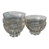 5 coupelles ramequins en verres perlé et pois 