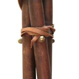 Folding tripod stool in wood and leather, 1950s