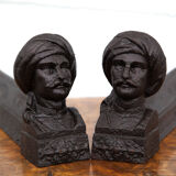 Vintage fireplace chenets, cast-cast chenets with oriental character